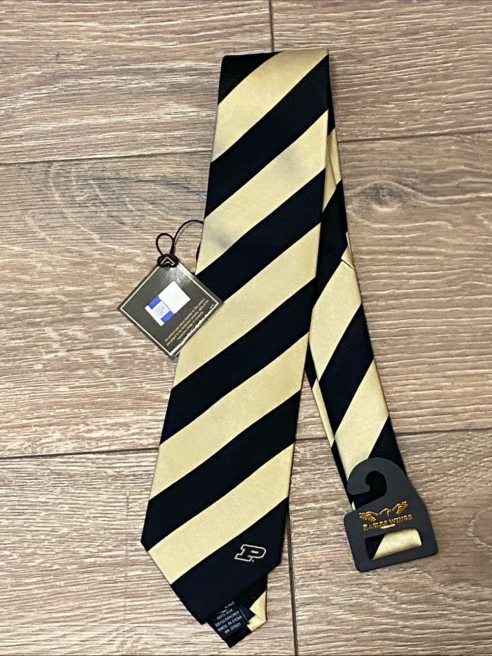 NWT Purdue University Black & Gold Striped Silk Tie